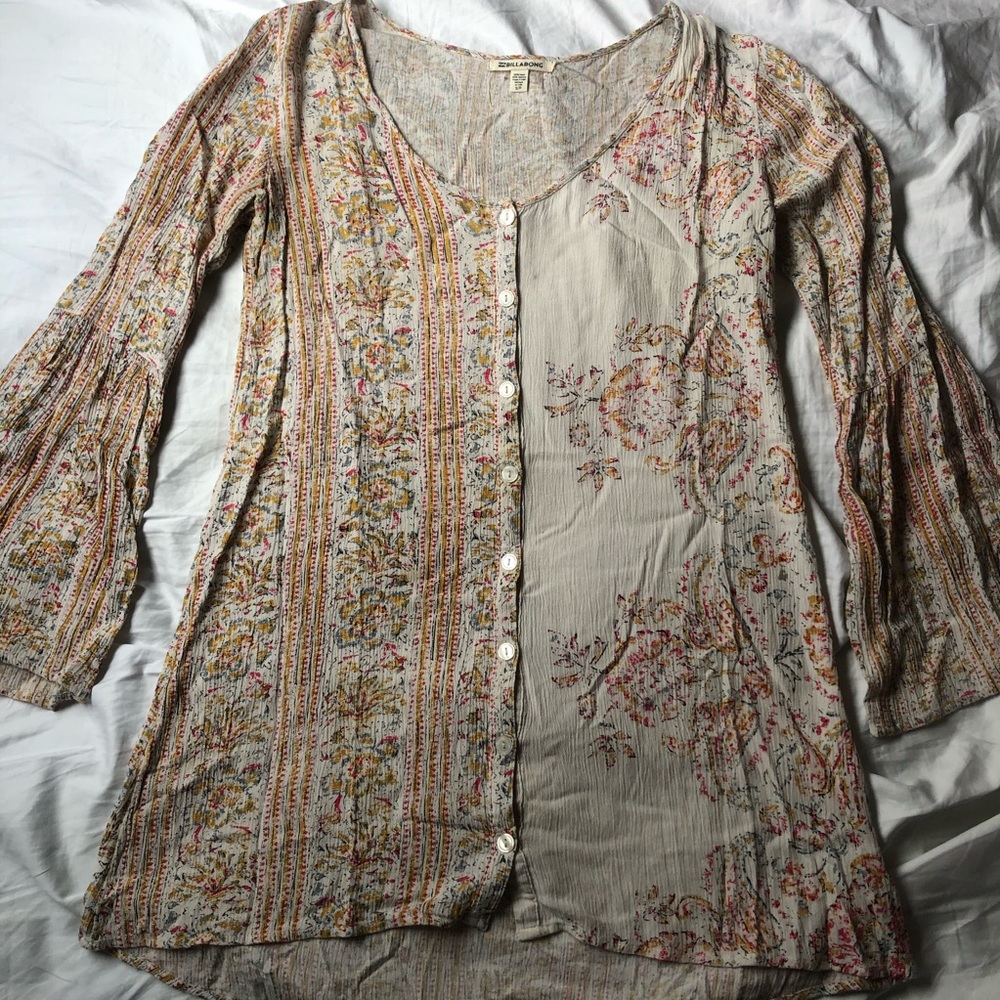 Billabong Bell-Sleeve Floral Dress - Picture 1 of 4